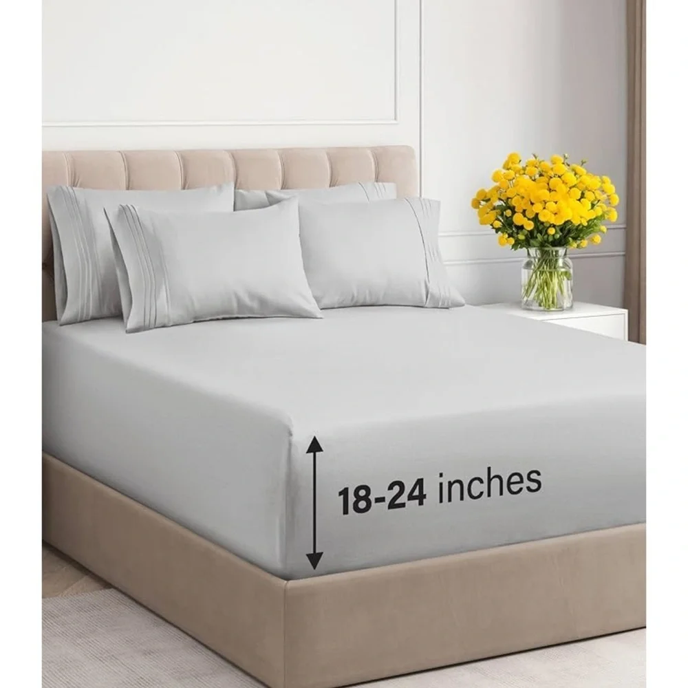 NWT King Sheet Set Luxurious Bedding grey - Picture 3 of 8